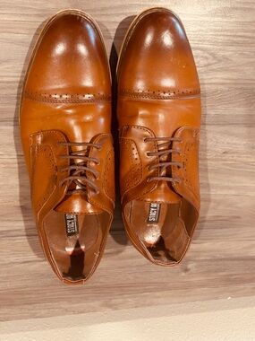 Stacy Adams Tan Leather Lace-Up Oxfords/Derbys Classic Office Casual Versatile